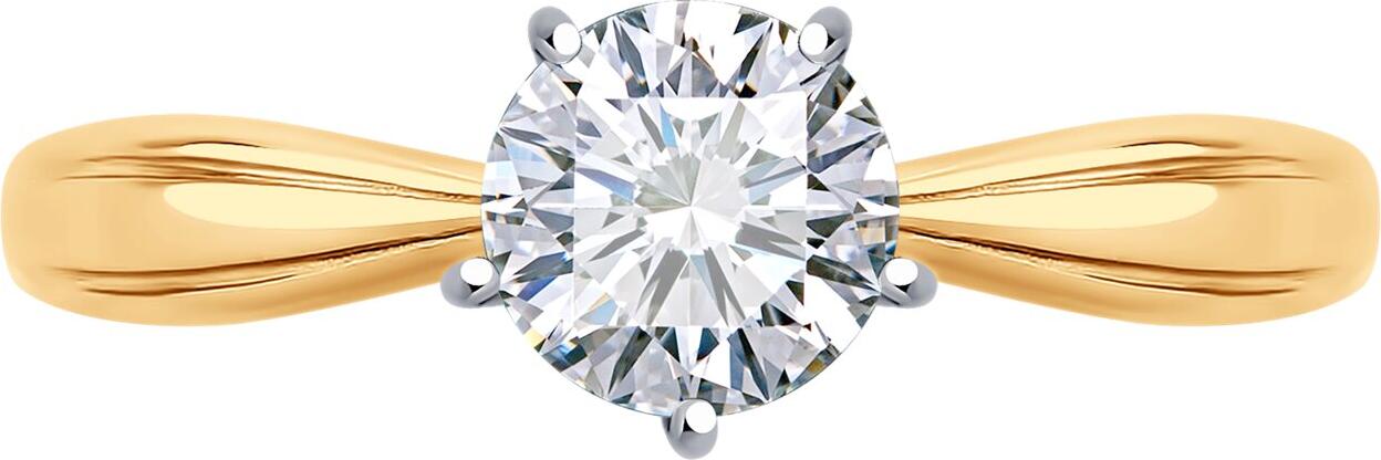 Diamant 31-110-00099-1 Women's Jewelry, Ring Size 18, 9K Red Gold 375, Round Colorless Cubic Zirconia 1.101 ct 5.5 mm, Rhodium Plated, 1.25 g