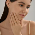 SOKOLOV 019580 Women's Ring, Size 20, 585 Red Gold with Rhodium Coating, Round Colorless Cubic Zirconia 4mm 0.465ct, 1.25g Weight, 1mm Width