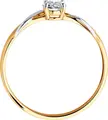 SOKOLOV 019580 Women's Ring, Size 20, 585 Red Gold with Rhodium Coating, Round Colorless Cubic Zirconia 4mm 0.465ct, 1.25g Weight, 1mm Width