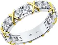 Кольцо женское Diamant 94-110-01990-1, размер 17, серебро 925 пробы, позолота и родирование, 16 круглых бесцветных фианитов, 1.96 ct, ширина 5 мм