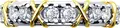 Diamant 94-110-01990-1 Women's Ring, 925 Sterling Silver, Gold and Rhodium Plated, 16 Round Colorless Cubic Zirconia Stones, 1.96 ct, 5mm Width, Size 19.5