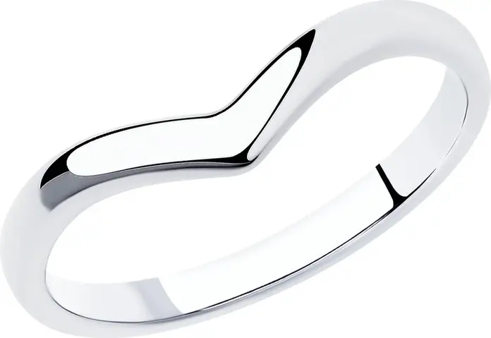 SOKOLOV 94013245 Women's Ring, Size 14, 925 Sterling Silver with Rhodium Plating, SKLV Collection, 0.84g, 2-3mm Width, Hallmark 925