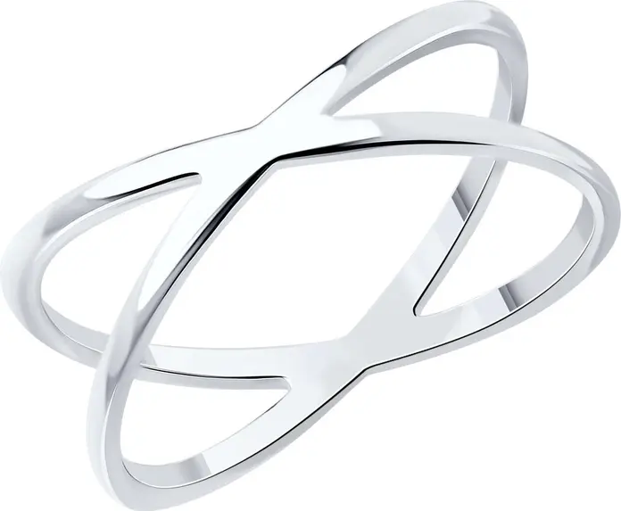 Inel SOKOLOV 94013775 pentru femei, Mărime 19, Argint 925 cu placare de rodiu, Colecția SKLV, Lățime 8 mm, Lățime bandă 2 mm, Bijuterie Argintie Eleganta