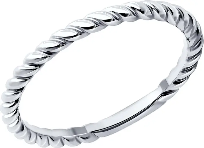 SOKOLOV 94013816 SKLV Women's Ring, Size 17, 925 Sterling Silver Rhodium-Plated, 2mm Width, Elegant Minimalist Jewelry