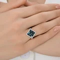 Diamant Women's Ring 94-110-00098-2, Size 18.5, 925 Rhodium-Plated Sterling Silver, Square Head with Black Iridescent Crystals, 2 mm Width, 3.46 g