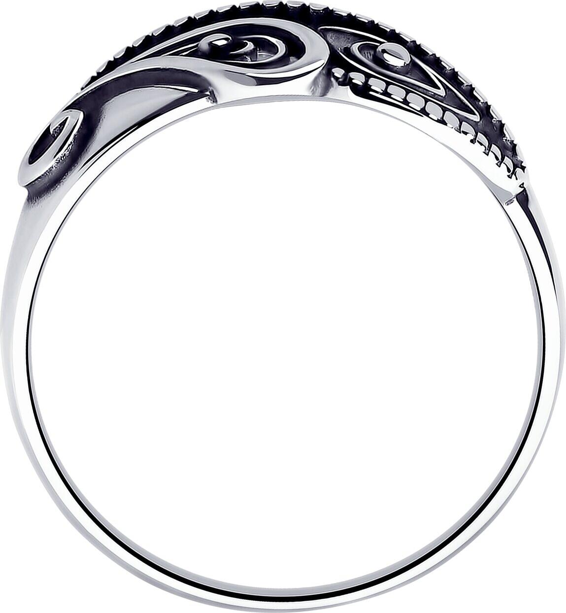 Diamant 95-110-01206-1 Women's Ring, Size 19, 925 Oxidized Silver, Decorative Ornate Patterns, 1.84g, 8mm x 3mm, 2mm Band Width