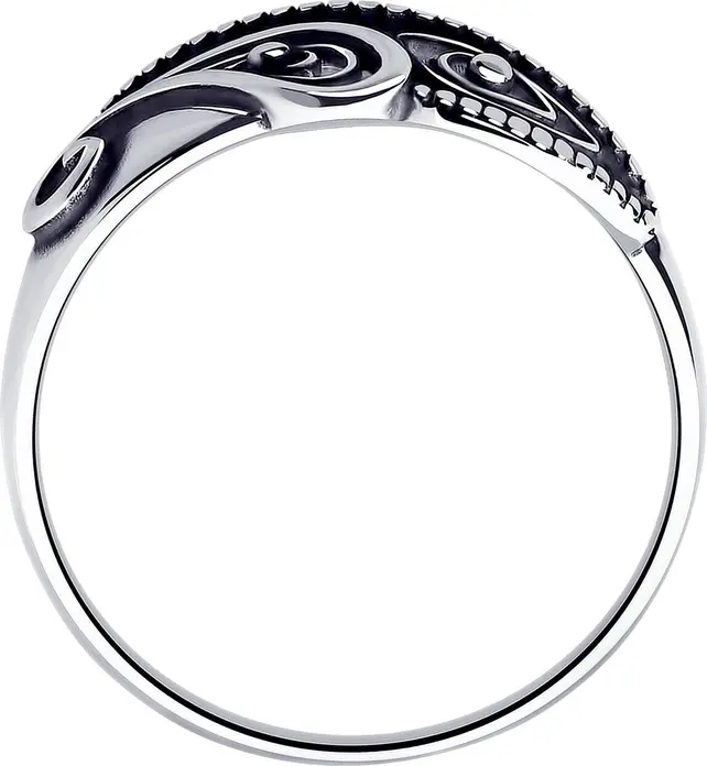 Diamant 95-110-01206-1 Women's Ring, Size 19, 925 Oxidized Silver, Decorative Ornate Patterns, 1.84g, 8mm x 3mm, 2mm Band Width