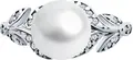 SOKOLOV 92014436 Women's Ring, Size 18.5, 925 Rhodium-Plated Sterling Silver with Pearl and 14 Round Colorless Cubic Zirconia 0.119 ct, 2mm Width, 2.4g