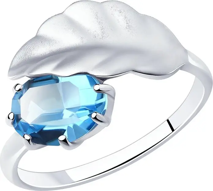Bijuterie SOKOLOV 94013283 pentru femei, Colecția SOKOLOV x Akhmadullina Dreams, Argint 925, Cristal Swarovski Oval Albastru, 2.47g, Dimensiune Inel 17.5