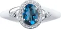 Inel SOKOLOV 92011545 pentru femei, Mărime 18.5, Argint 925 placat cu Rodiu, Topaz London și Zirconiu Cubic rotund, Lățime 2mm, 1.87g