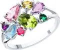 Inel SOKOLOV pentru femei 92014278, mărime 18, argint 925 placat cu rodiu, cu crisolit verde oval 0.5ct (6x4mm), 2.18g