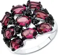 SOKOLOV 94012683 Women's Jewelry, Ring Size 19.5, 925 Sterling Silver Rhodium Plated, Round Black Cubic Zirconia Crystals 2mm, 4.44g