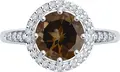 Diamant Women's Ring 94-310-02052-4, Size 18.5, 925 Rhodium-Plated Silver, Smoky Quartz and Cubic Zirconia, Round Stones, 0.272 ct, 2 mm Width, 2.37 g