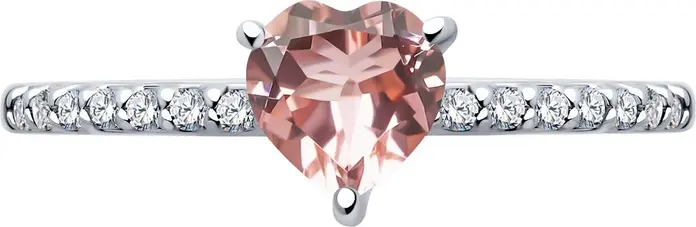 Inel SOKOLOV 92014446 pentru femei, Dimensiune 17.5, Argint 925 placat cu rodiu, Piatră principală Sitall formă de inimă, 14 Zirconii cubice rotunde incolore, 0.231 ct