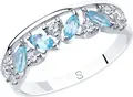 Bijuterie SOKOLOV 92011880 pentru femei, Argint Sterling 925 placat cu rodiu, cu Topaz și Zirconiu Cubic, 1.91g, 19x6x2 mm, Mărime Inel: 17.5