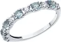 SOKOLOV 92014511 Women's Casual Ring, Size 18, 925 Sterling Silver Rhodium Plated, Sky Blue Topaz and Colorless Cubic Zirconia Round Cut Gemstones