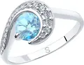 SOKOLOV 92011848 Women's Decorative Ring, 925 Sterling Silver, Central Topaz and Cubic Zirconia, 17 Inserts, 2.39g, 16x10x5 mm, Size 17