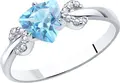 SOKOLOV 92011038 Women's Jewelry, 925 Sterling Silver, Round Topaz and 12 Cubic Zirconia Stones, Ring Size 18, 1.35g