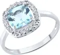 Inel Sokolov 92014641, Mărime 18.5, Argint Sterling 925, Placat cu Rodiu, Topaz și 16 Zirconii Cubice Incolore 0,136 ct, Lățime 2 mm, 2,22 g