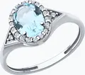 Sokolov 94-310-00179-1 Women's Ring, Size 17.5, 925 Sterling Silver Rhodium Plated, Topaz and 20 Cubic Zirconia, 2mm Width, SOKOLOV exclusively for Diamant Collection