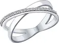 Inel SOKOLOV 94012051 Colecția SVOBODA pentru femei, Mărime 16.5, Argint 925, 23 Cubic Zirconia incolore rotunde 1x1 mm, Stil Casual, Element decorativ 6x18 mm