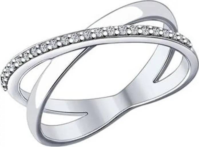 Inel SOKOLOV 94012051 Colecția SVOBODA pentru femei, Mărime 16.5, Argint 925, 23 Cubic Zirconia incolore rotunde 1x1 mm, Stil Casual, Element decorativ 6x18 mm
