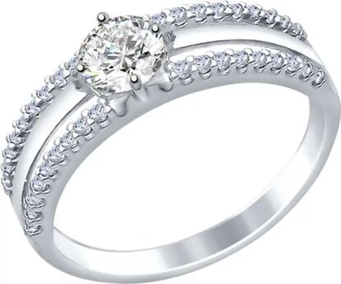 Inel damă Sokolov 94012244, Mărime 17.5, Argint Sterling 925, Placare Rodiu, 37 Pietre Rotunde Cubic Zirconia Albe