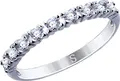 SOKOLOV 94012743 Women's Jewelry, 925 Sterling Silver Rhodium Plated, Round Colorless Cubic Zirconia, Ring Size 17, 19mm Length, 1.64g