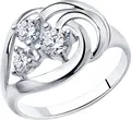 Inel SOKOLOV 94-110-00542-1 pentru femei, Argint 925, 3 pietre Cubic Zirconia rotunde incolore, 2.80g, 13x4x11 mm, Mărime 18