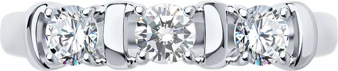 Diamant 94-110-01304-1 Women's Ring, Size 17, 925 Sterling Silver Rhodium-plated, Round Colorless Cubic Zirconia 0.754 ct, 3.25 mm Stones, 1.54 g