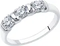 Diamant 94-110-01304-1 Women's Ring, Size 17.5, 925 Sterling Silver Rhodium-plated, Round Colorless Cubic Zirconia 0.754 ct, 3.25 mm Stones, 1.54 g