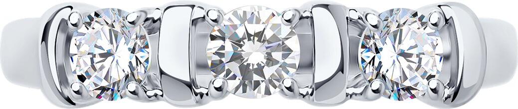 Diamant 94-110-01304-1 Women's Ring, Size 18.5, 925 Sterling Silver Rhodium-plated, Round Colorless Cubic Zirconia 0.754 ct, 3.25 mm Stones, 1.54 g