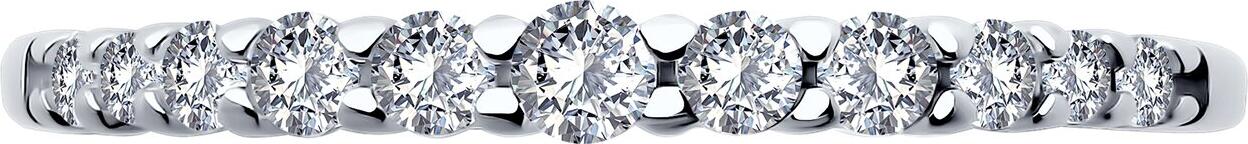 Inel Diamant 94-110-01847-1 pentru femei, Mărime 17.5, Argint 925 placat cu Rodiu, 4 pietre Zirconiu Cubic incolore rotunde 1.5mm, stil Dorozhka, 0.114 ct