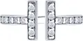 Diamant 94-110-02261-1 Women's Open Ring, Size 18, 925 Sterling Silver Rhodium Plated, 18 Round Colorless Cubic Zirconia 0.513 ct, Parallel Bar Design, 2mm Width
