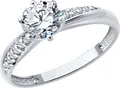 Inel Diamant pentru femei 94-110-02134-1, Mărime 20, Argint Sterling 925 placat cu Rodiu, Zirconiu Cubic Incolor rotund 6mm și 12 pietre laterale