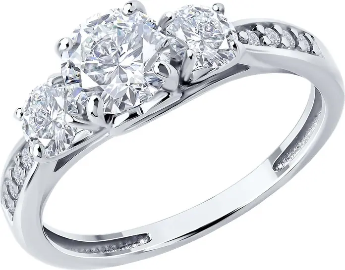 Diamant 94-110-02151-1 Women's Casual Ring, Size 16.5, 925 Sterling Silver, Rhodium-plated, Round Colorless Cubic Zirconia, 2.47g, Jewelry with Certificate