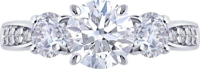 Кольцо Diamant 94-110-02151-1 женское, размер 17, серебро 925 пробы, родированное, с круглыми бесцветными фианитами, 2.47 г, повседневный стиль, с сертификатом