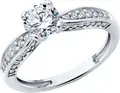 Inel Logodna Diamant 94-110-02639-1 pentru femei, Mărime 18, Argint 925 Rodinat, Cubic Zirconia Incolor Rotund, 0.306 ct, 43 Pietre, Stil Clasic de zi cu zi