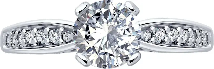 Inel Logodna Diamant 94-110-02639-1 pentru femei, Mărime 18, Argint 925 Rodinat, Cubic Zirconia Incolor Rotund, 0.306 ct, 43 Pietre, Stil Clasic de zi cu zi