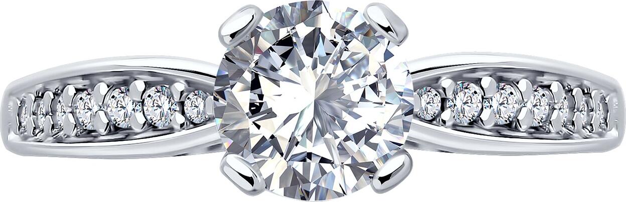 Inel Logodna Diamant 94-110-02639-1 pentru femei, Mărime 18.5, Argint 925 Rodinat, Cubic Zirconia Incolor Rotund, 0.306 ct, 43 Pietre, Stil Clasic de zi cu zi