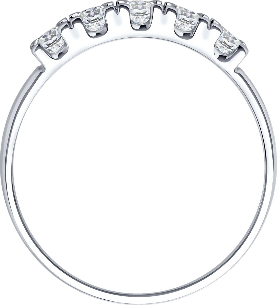 SOKOLOV 94012895 Women's Ring, Size 18, 925 Sterling Silver Rhodium-plated, Round Colorless Cubic Zirconia, 1.004 Total Carats, 3mm Stone Size