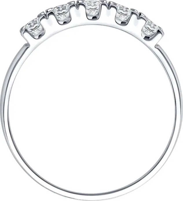 SOKOLOV 94012895 Women's Ring, Size 18, 925 Sterling Silver Rhodium-plated, Round Colorless Cubic Zirconia, 1.004 Total Carats, 3mm Stone Size