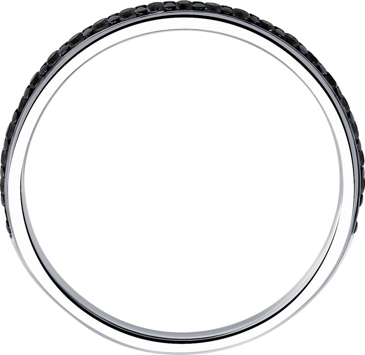 Кольцо SOKOLOV 94012454 для женщин, размер 16, серебро 925 пробы с родиевым покрытием, черный круглый фианит (кубический цирконий), 23 камня, 0.191 ct, ширина 2 мм, 1.32 г