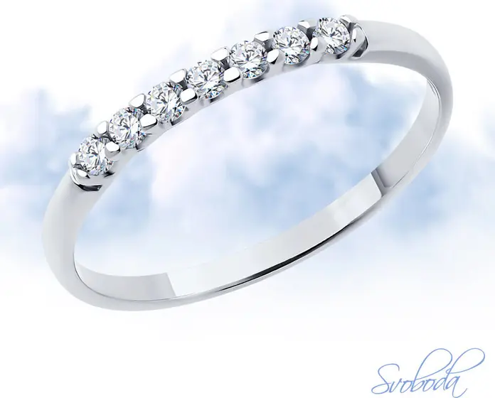 Inel SOKOLOV SVOBODA pentru femei 94012721, Dimensiune 15, Argint 925 placat cu Rodiu, Cubic Zirconia rotund colorless, 0.301 ct, Latime 1 mm