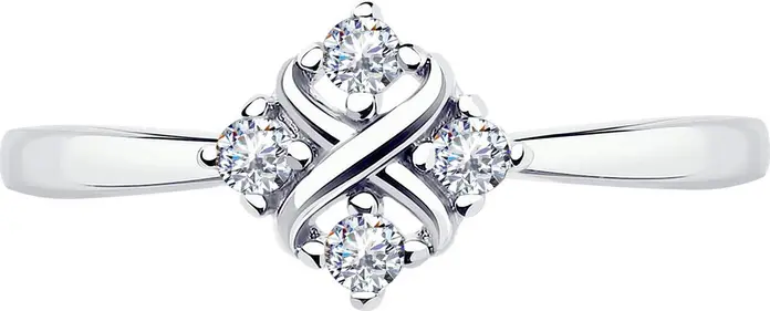 Inel SOKOLOV 94013504 pentru femei, mărime 17.5, din argint sterling 925 placat cu rodiu, cu pietre de zirconiu cubic rotund, incolore, 0.262 carate, latime 2mm