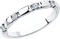SOKOLOV 94013252 Women's Ring, 925 Sterling Silver Rhodium Plated, Round Colorless Cubic Zirconia 0.114 ct, SKLV Collection, 2mm Width, Ring Size 16.5