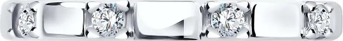 SOKOLOV 94013252 Women's Ring, Ring Size 17.5, 925 Sterling Silver Rhodium Plated, Round Colorless Cubic Zirconia 0.114 ct, SKLV Collection, 2mm Width
