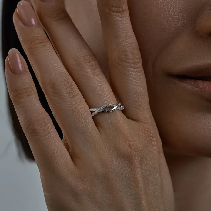 SOKOLOV 94013713 SKLV Women's Ring, Rhodium-plated 925 Sterling Silver, Round Colorless Cubic Zirconia, 0.179 ct, 4mm Width, 2mm Band, Ring Size 17