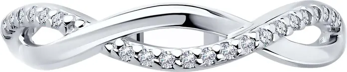 Inel SOKOLOV 94013713 SKLV pentru femei, Argint 925 placat cu rodiu, Cubic Zirconia incolore rotunde, 0.179 ct, Lățime 4mm, Lățime bandă 2mm, Mărime 18