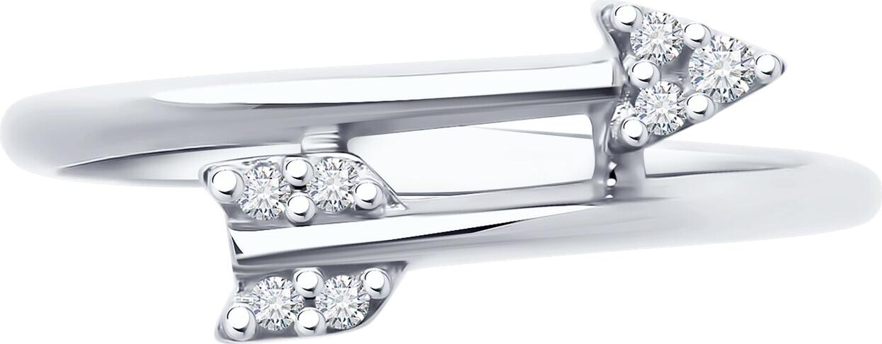 SOKOLOV 94013657 RUSSE Women's Ring, Size 18.5, 925 Rhodium-Plated Silver with Round Colorless Cubic Zirconia, 0.051 Carat, 6 Stones